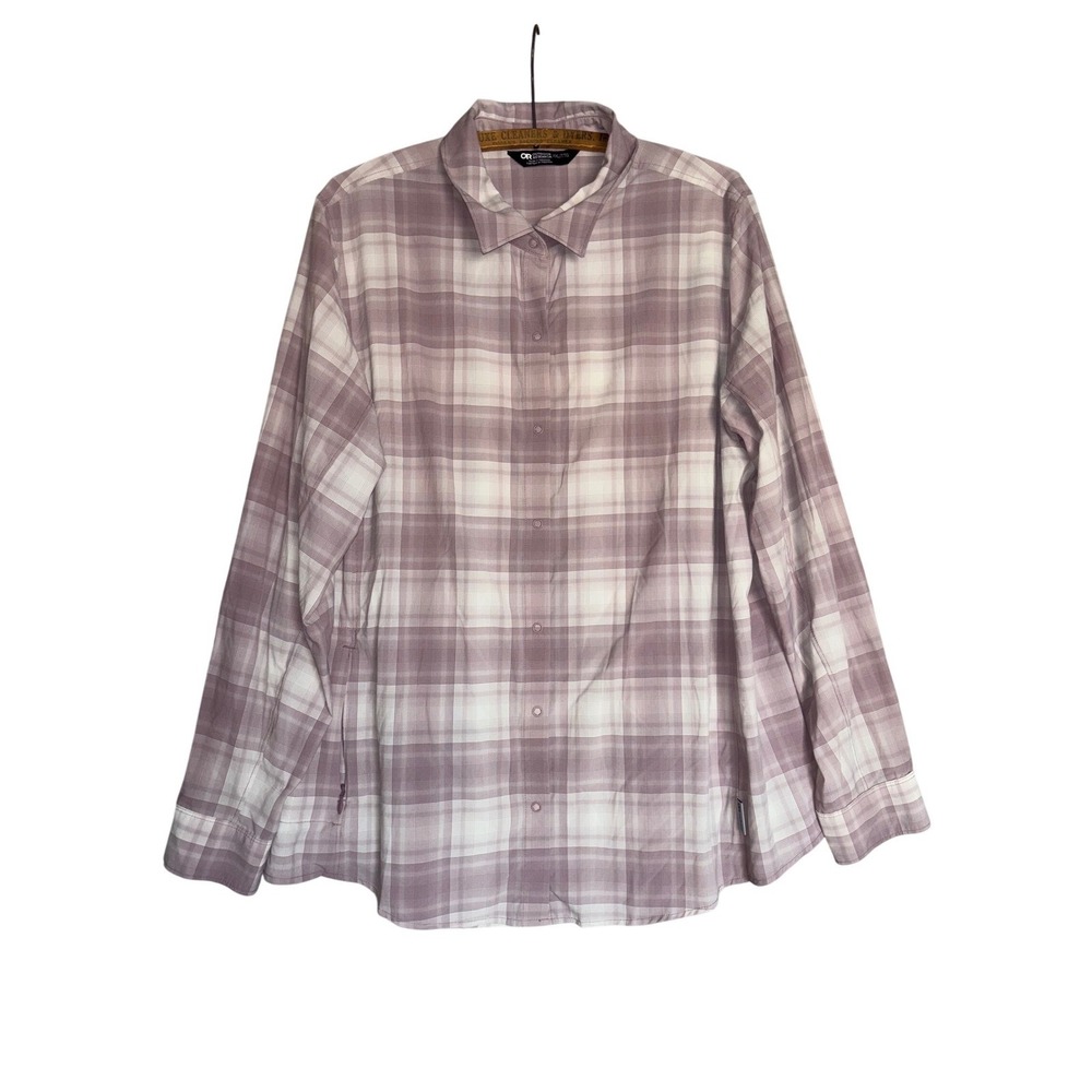 Outdoor Research Womens XXL Plaid‎ Long Sleeve Button Up Shirt Top Utility Gorp